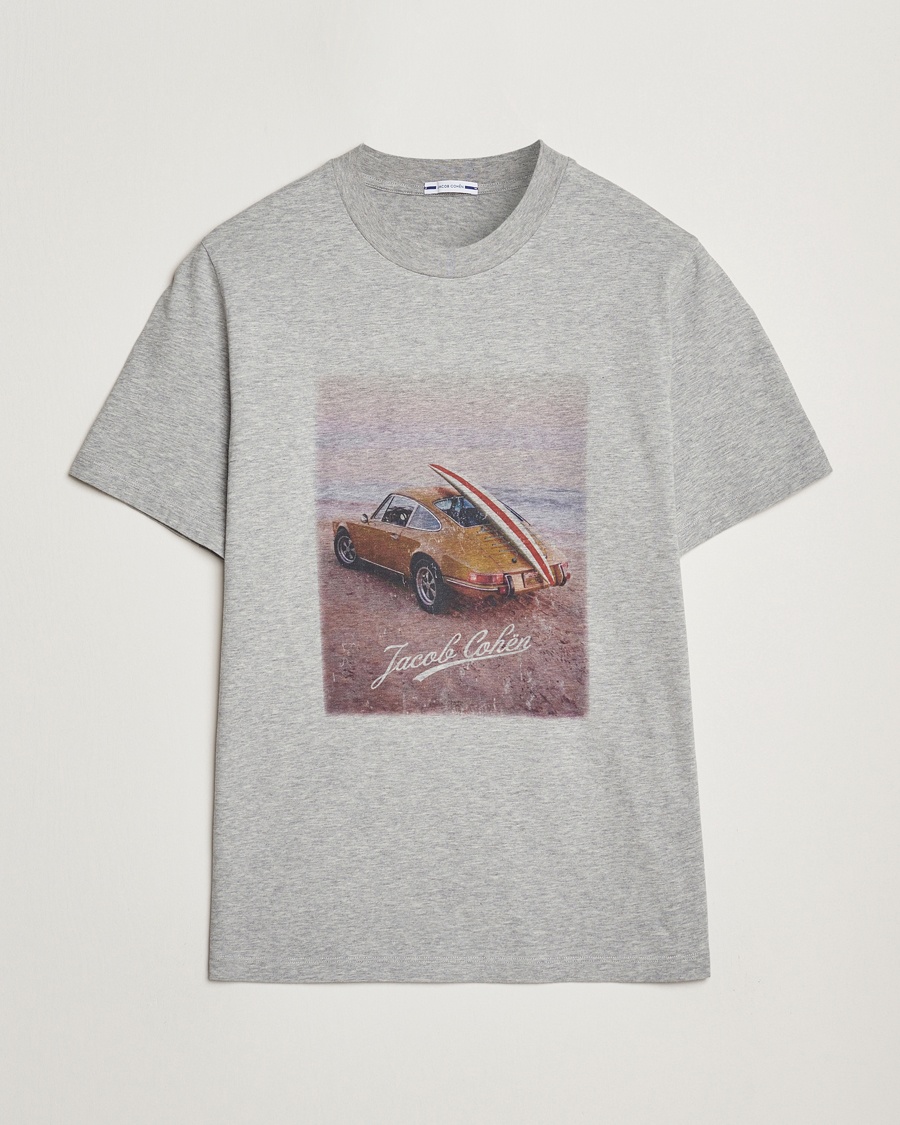Herre | T-Shirts | Jacob Cohën | Printed Cotton T-shirt Grey