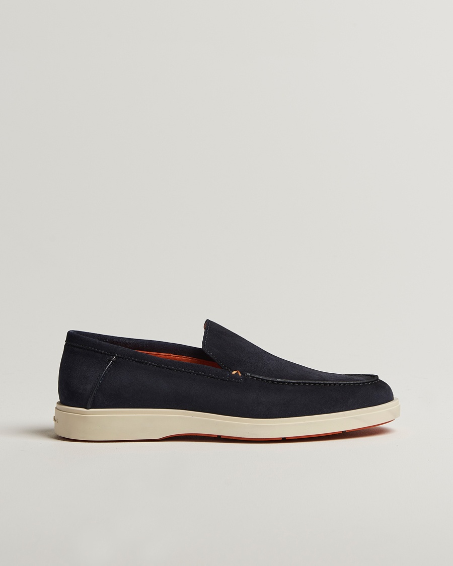 Santoni Detroit Loafer Navy Suede – Blå