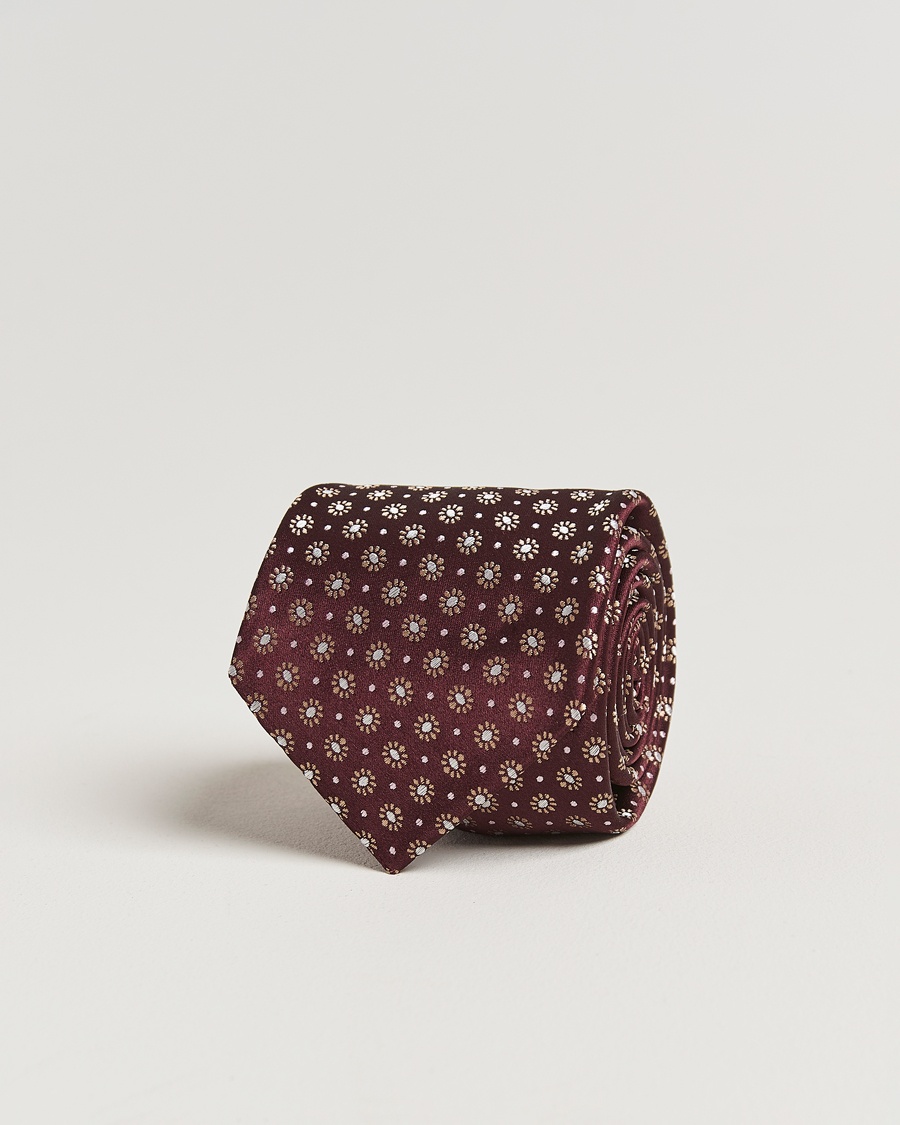 Herre | Assesoarer | Kiton | Flower Jacquard Silk Tie Brown