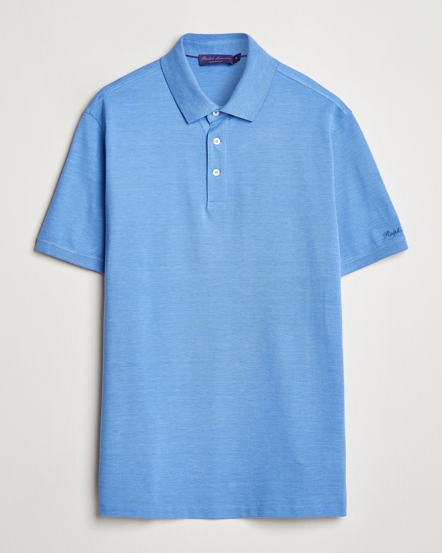 Herre | Pikéer | Ralph Lauren Purple Label | Cotton/Silk Short Sleeve Polo Cornflower
