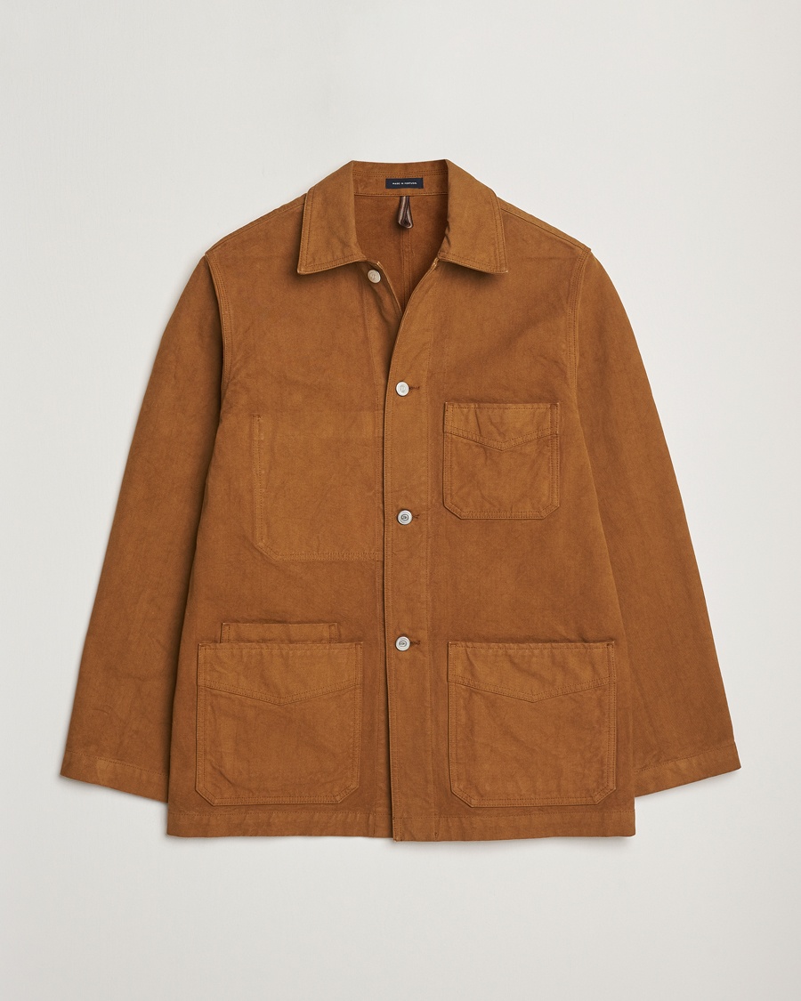 Herre | Skjortejakke | Drake's | Duck Cotton Canvas Shore Jacket Tobacco