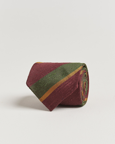 Herre | | Drake's | Shantung Multi Stripe Silk Tie Burgundy