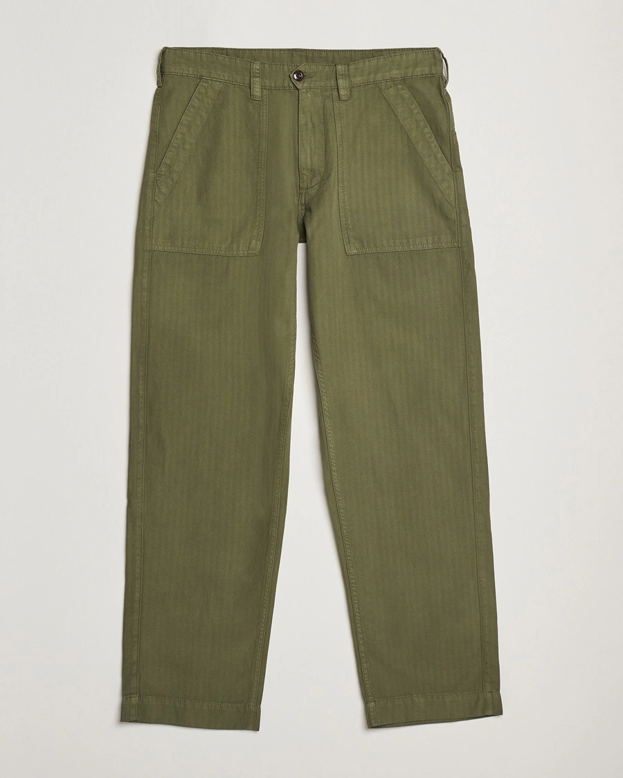 Herre | | Drake's | Fatigue Cotton Trousers Olive
