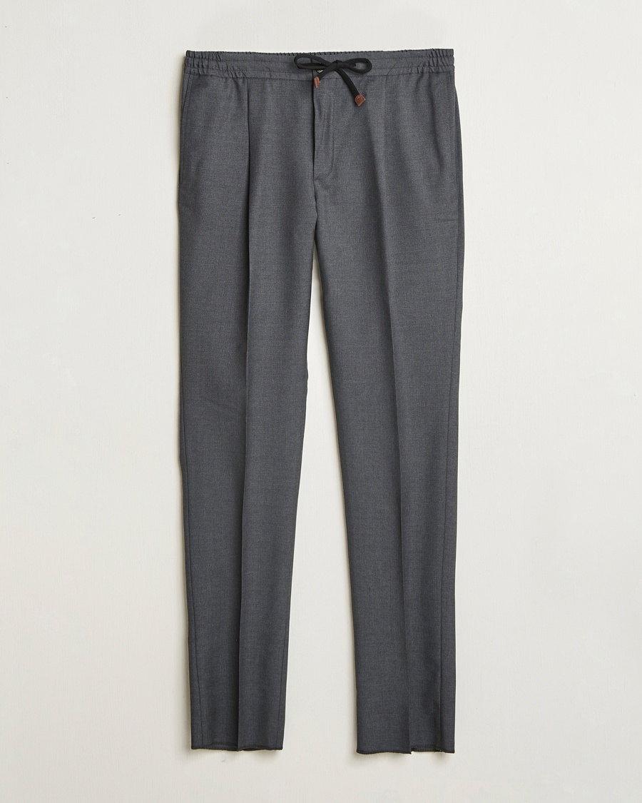 Herre | Incotex | Incotex | Drawstring Super 100s Wool Pants Medium Grey