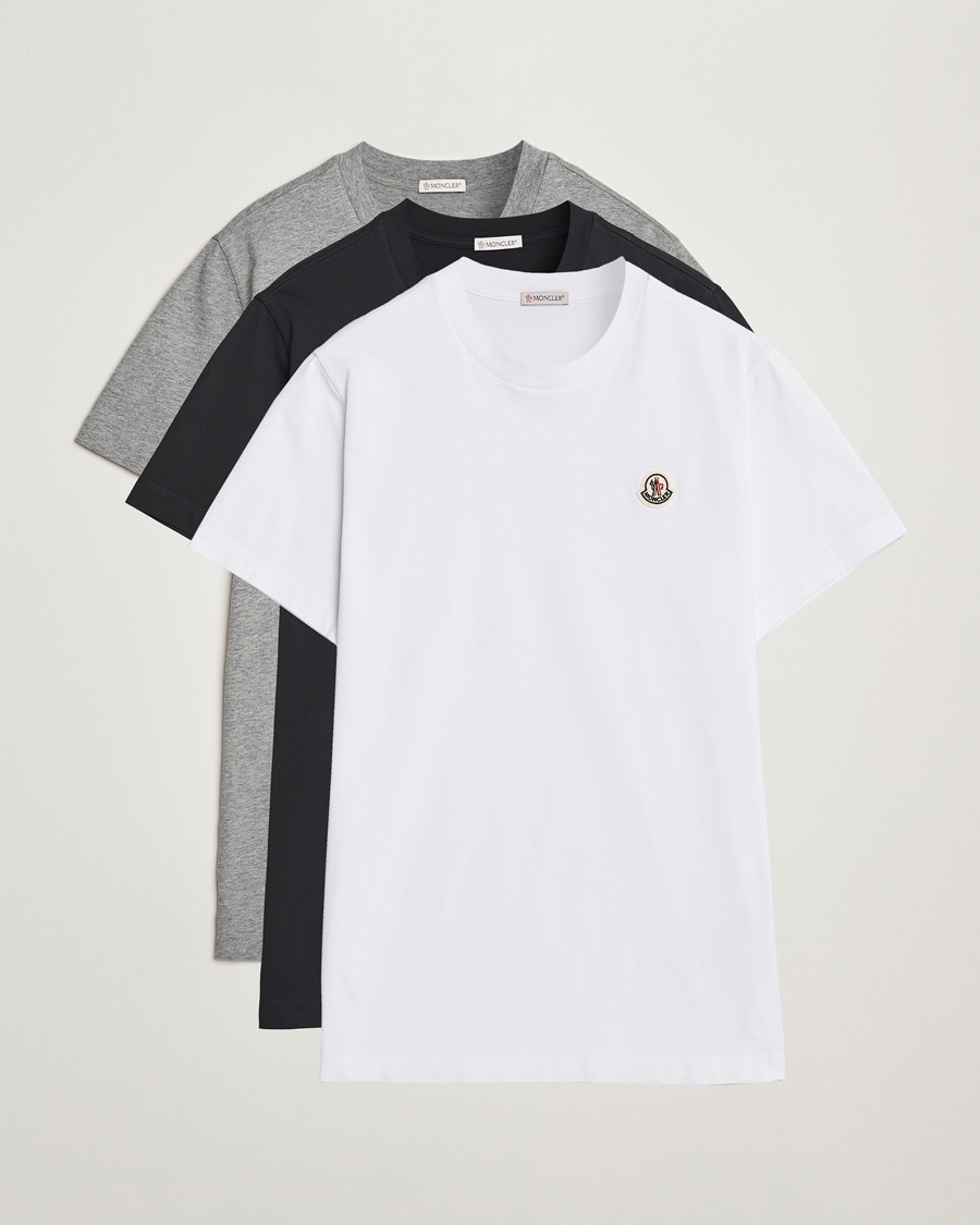 Herre | Flerpakning | Moncler | 3-pack Logo T-Shirt Grey/White/Black