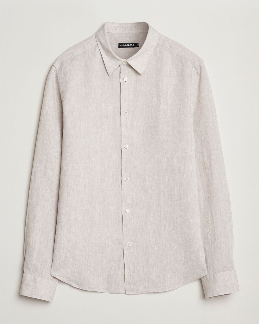 Herre | J.Lindeberg | J.Lindeberg | Slim Linen Melange Shirt Moonbeam