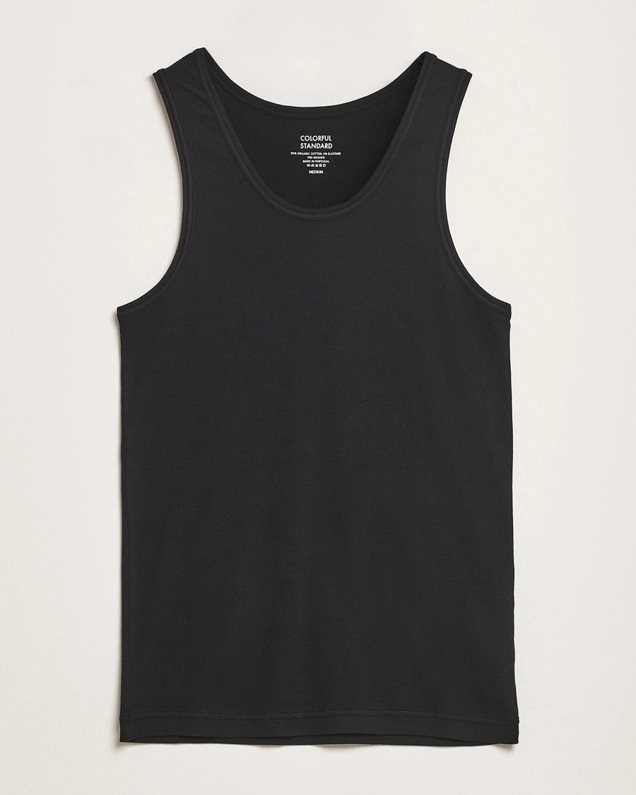 Colorful Standard Organic Rib Tank Top Deep Black – Svart