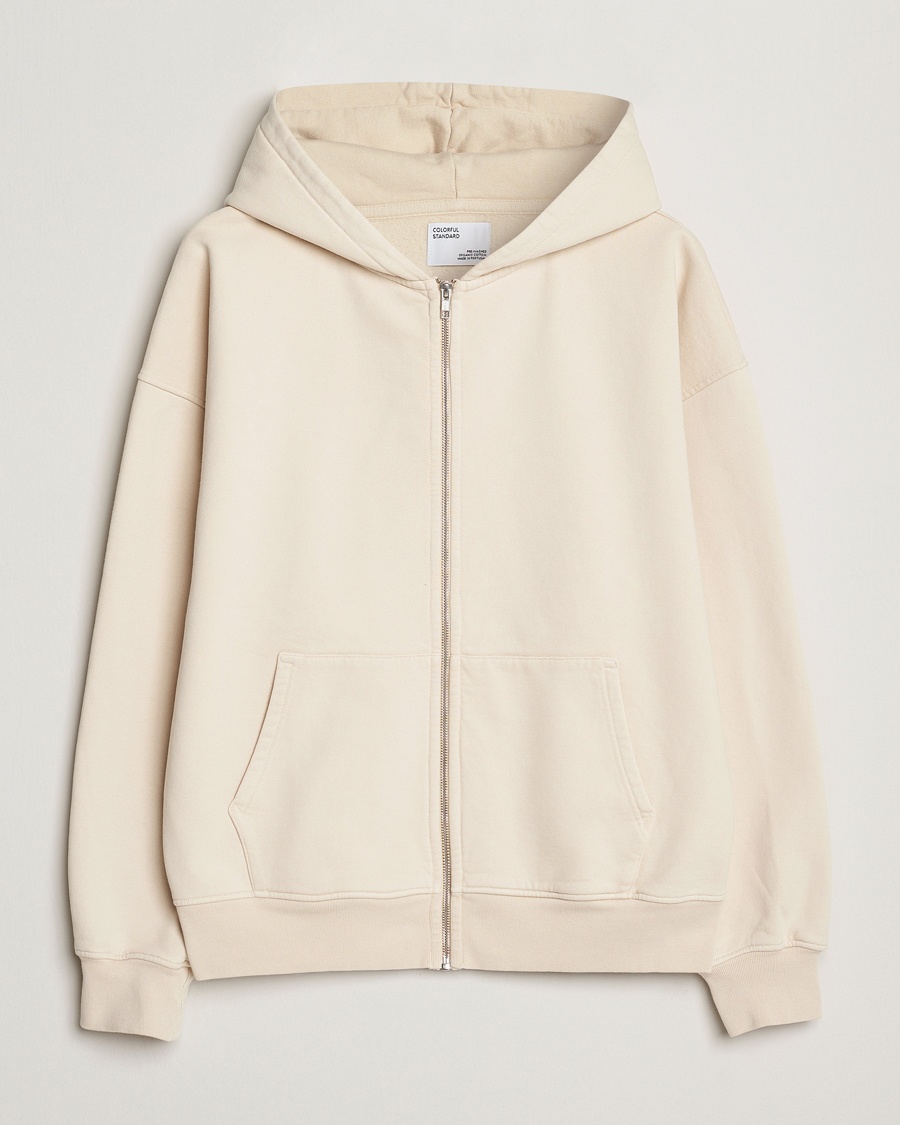 Colorful Standard Organic Full Zip Hoodie Ivory White – Hvit