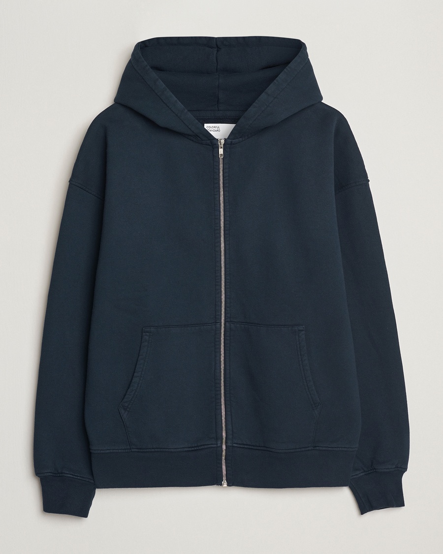 Colorful Standard Classic Organic Full Zip Hoodie Navy Blue – Blå