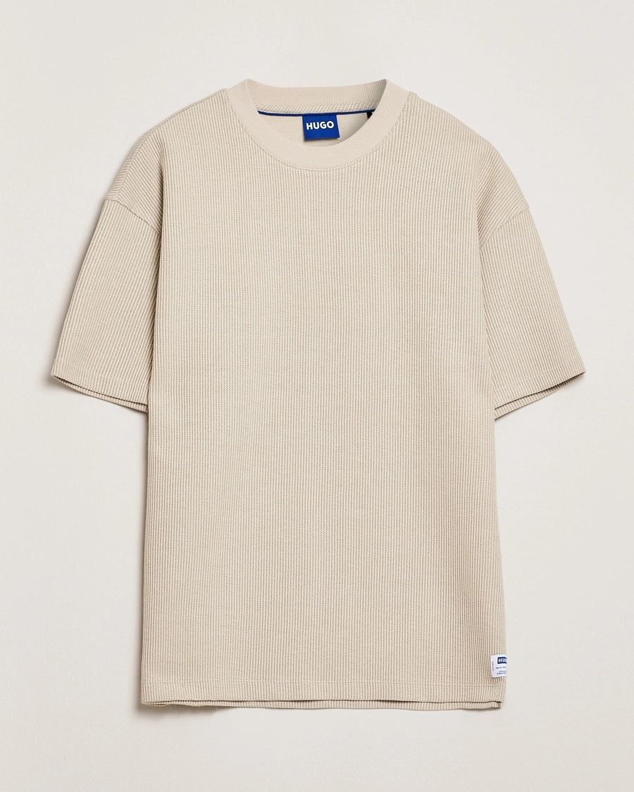 HUGO Waffle Crew Neck T-Shirt Open White – Beige