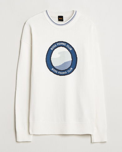 Herre | Klær | BOSS ORANGE | Klubfish Printed Crew Neck Sweater Natural