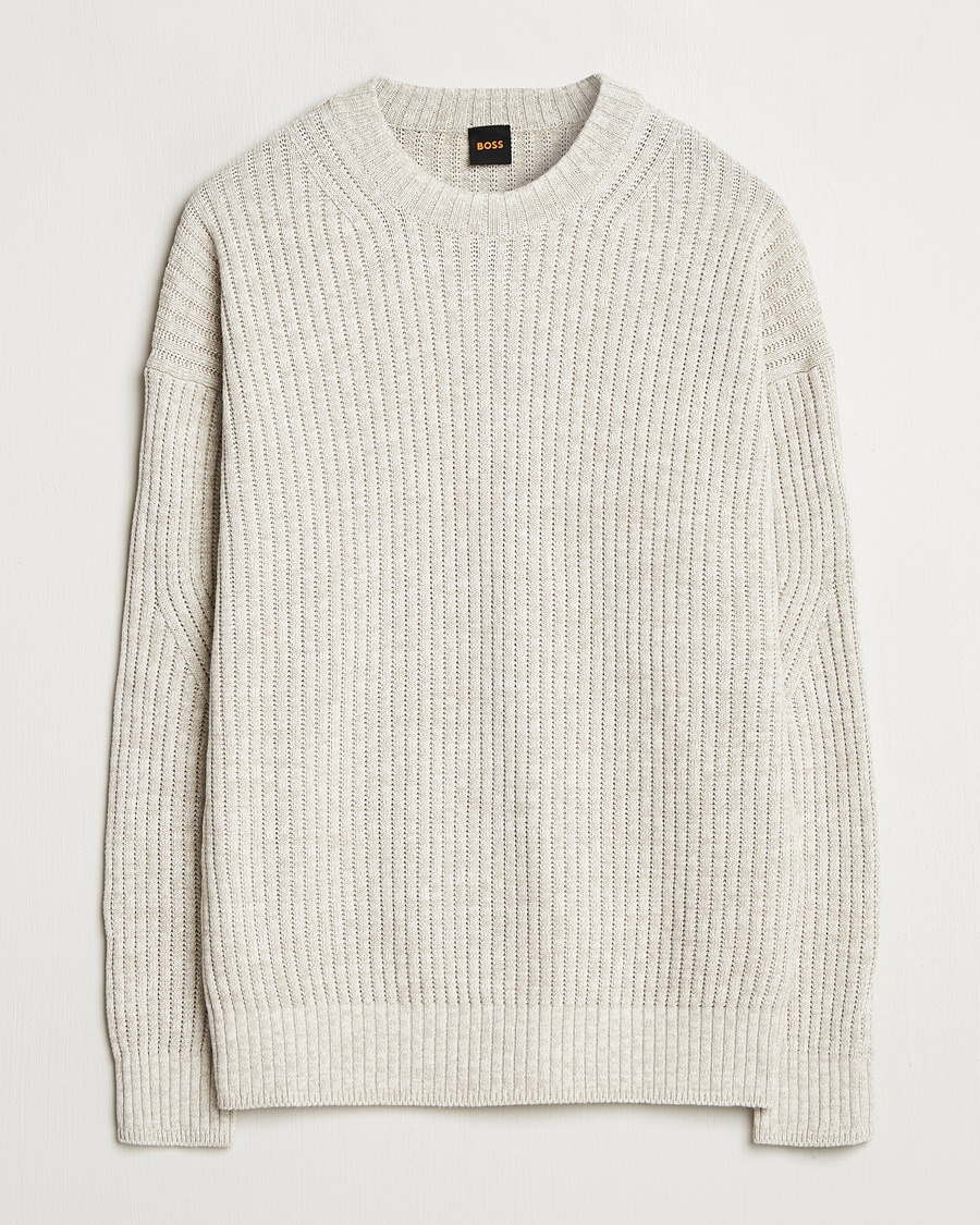 Herre | Klær | BOSS ORANGE | Kesca Knitted Sweater Light Beige