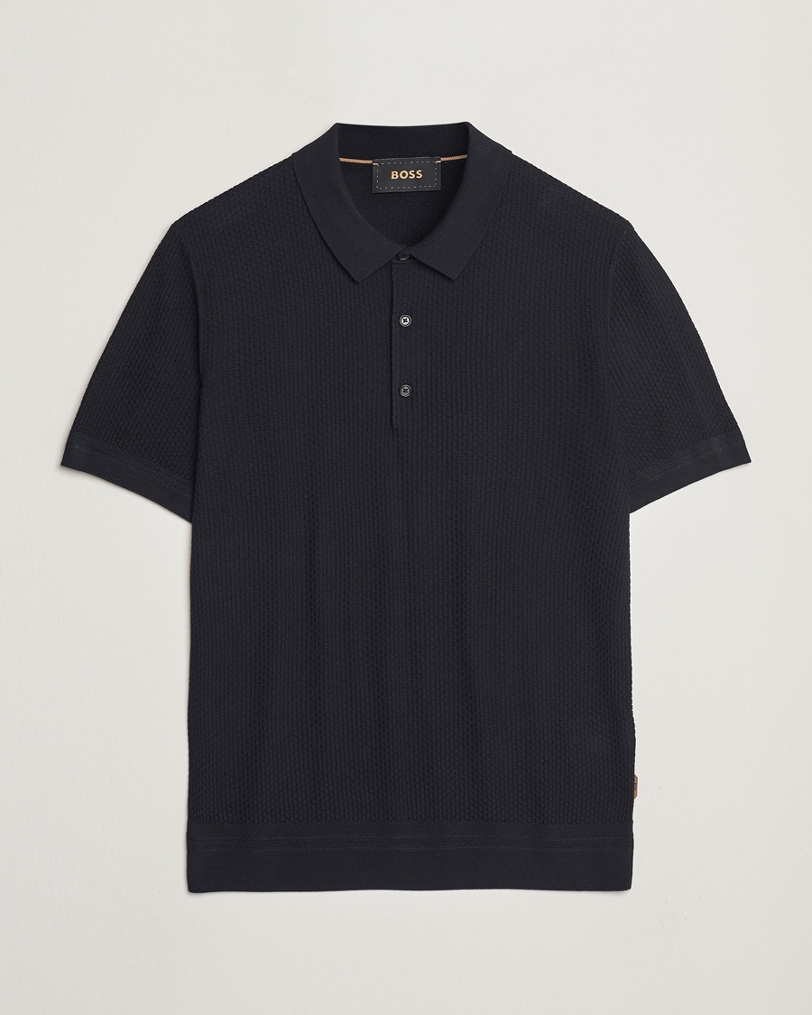 Herre | Kortermet piké | BOSS CAMEL | Jeffrey Silk Knitted Polo Dark Blue