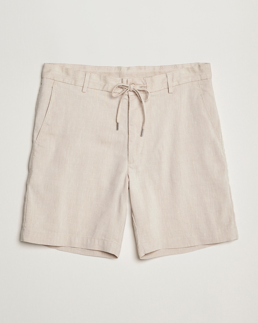 Herre | Drawstringshorts | BOSS BLACK | Kane Linen/Cotton Drawstring Shorts Light Beige