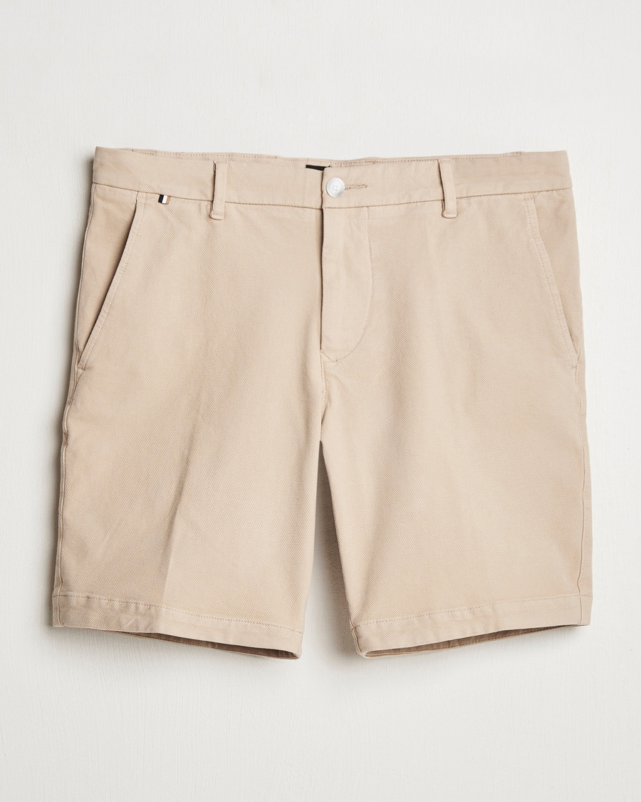 Herre | Chinosshorts | BOSS BLACK | Slice Structured Cotton Shorts Light Beige