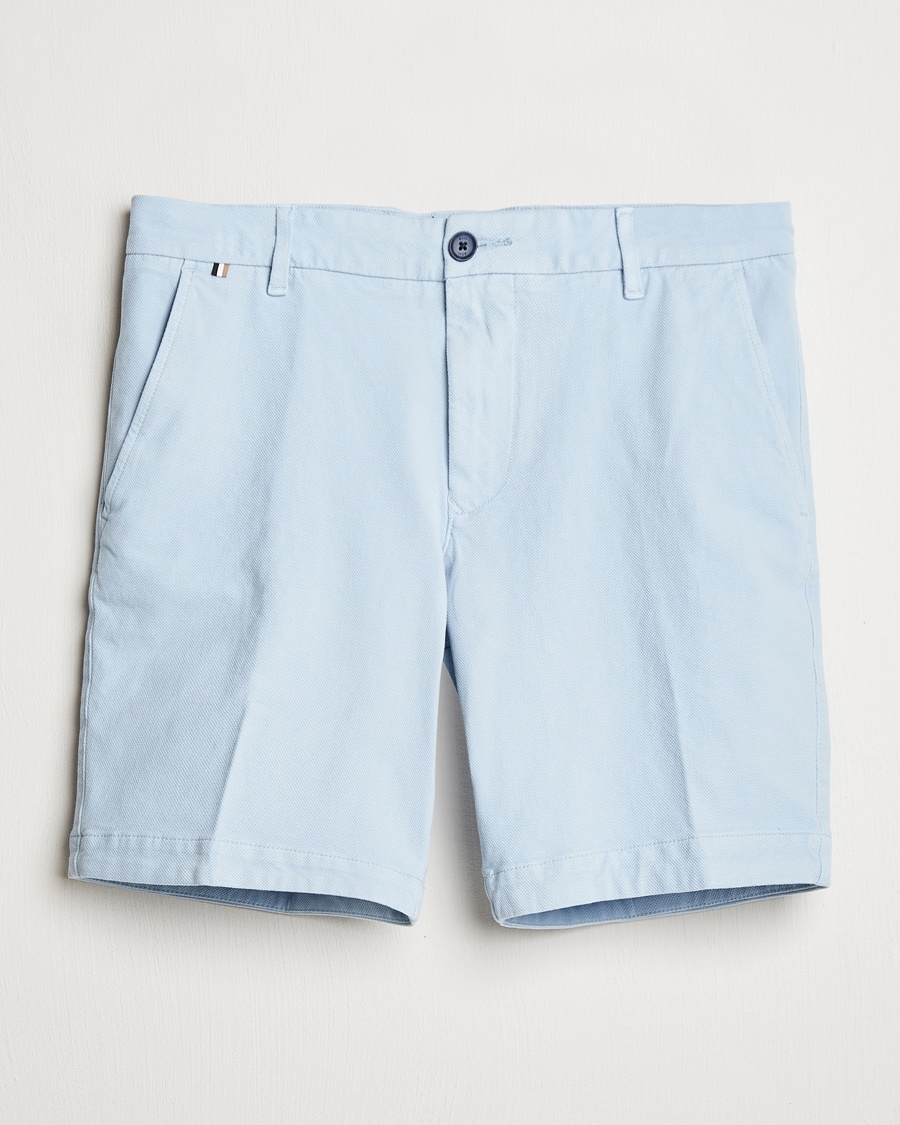 Herre | Chinosshorts | BOSS BLACK | Slice Structured Cotton Shorts Light Blue