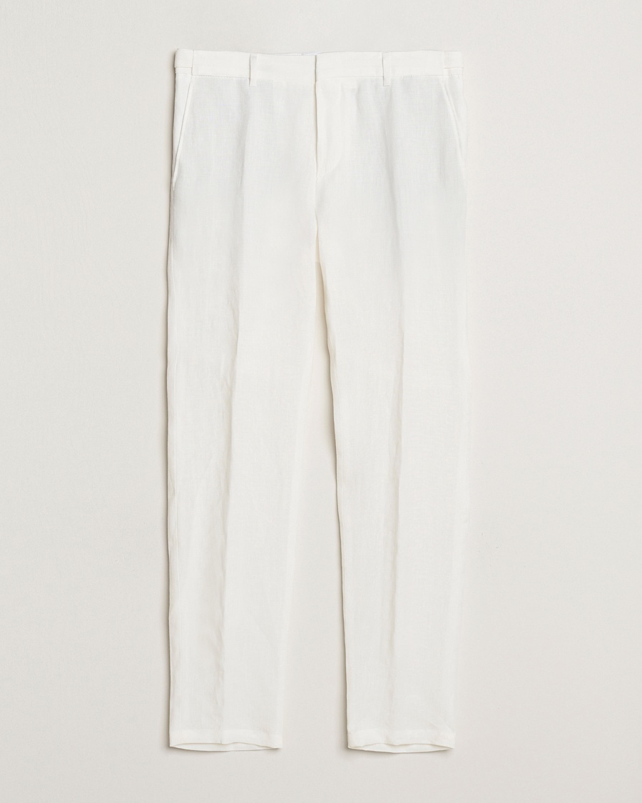 Herre | Bukser | BOSS BLACK | Genius Pleated Linen Trousers White