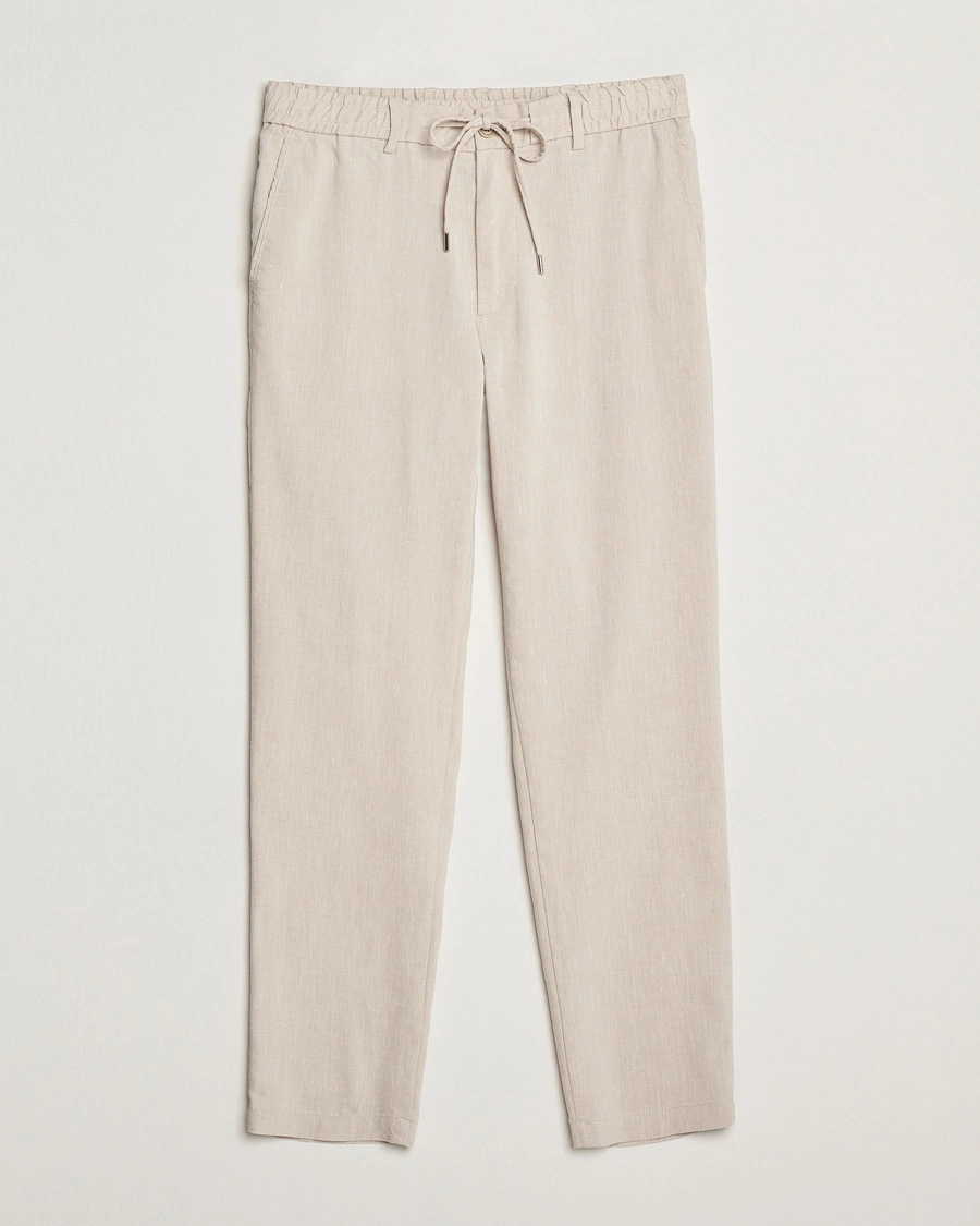 Herre | Avdelinger | BOSS BLACK | Kane Linen Blend Drawstring Trousers Light Beige