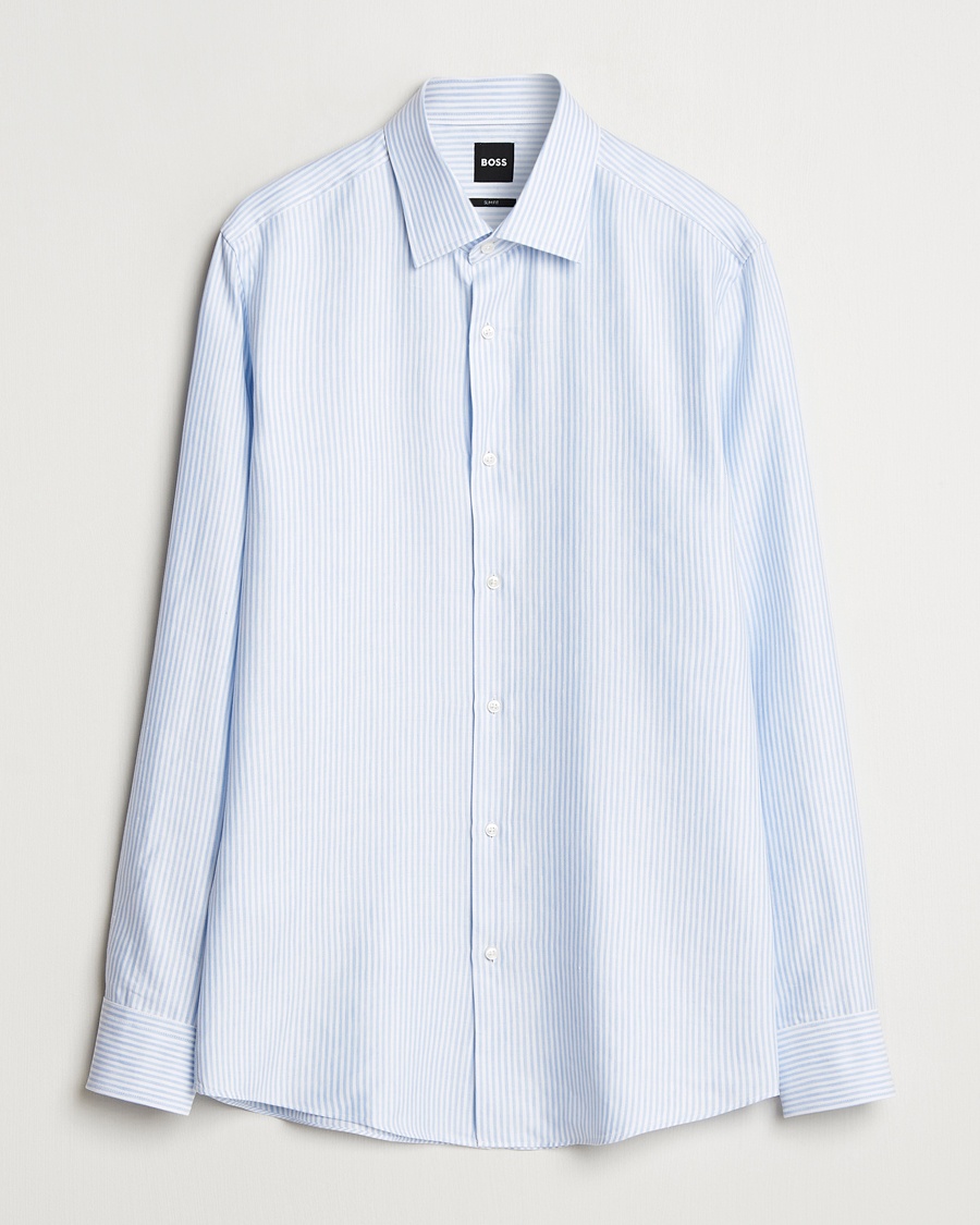 Herre | Klær | BOSS BLACK | Hank Linen/Lyocell Striped Shirt Blue/White