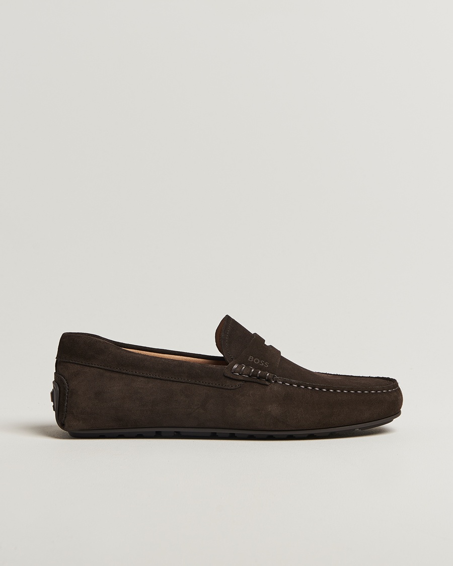 BOSS BLACK Noel Suede Moccasin Dark Brown – Brun