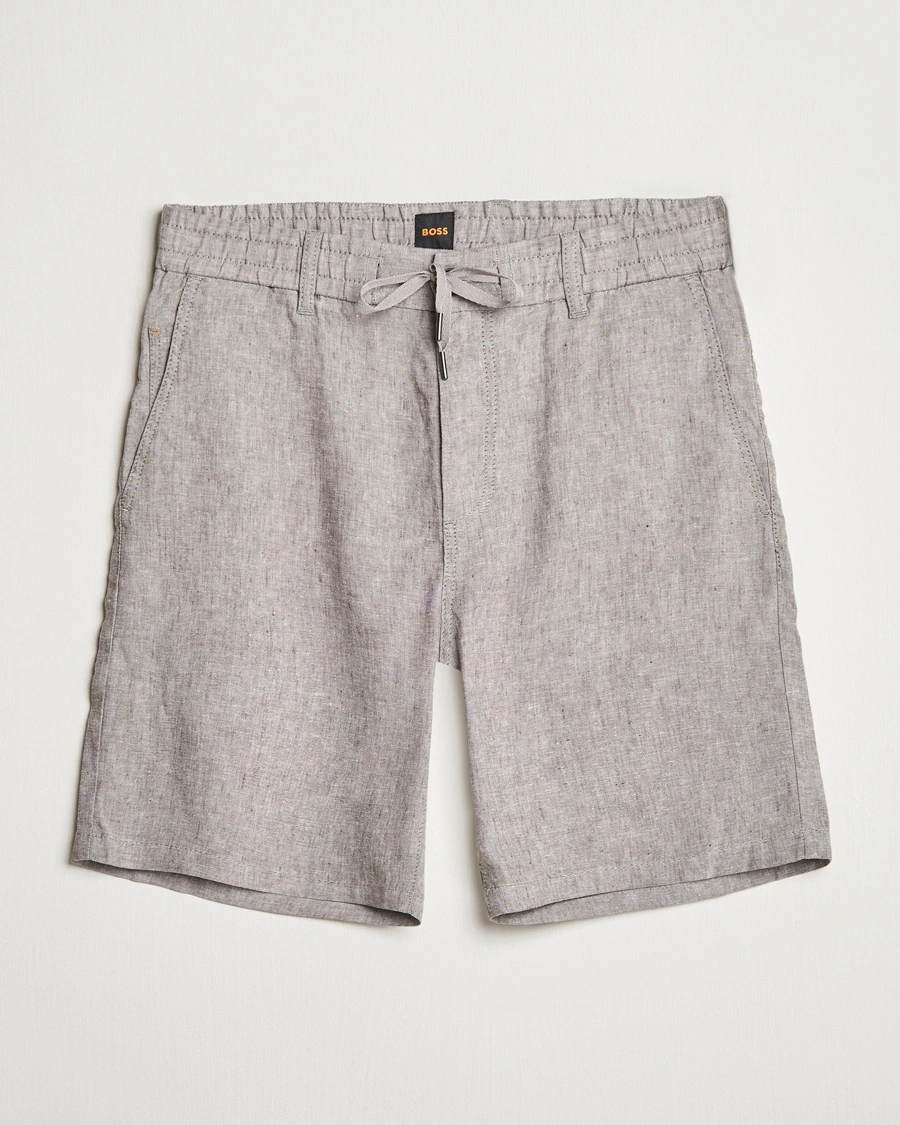 Herre | Shorts | BOSS ORANGE | Tapered Linen Chino Drawstring Shorts Open Beige