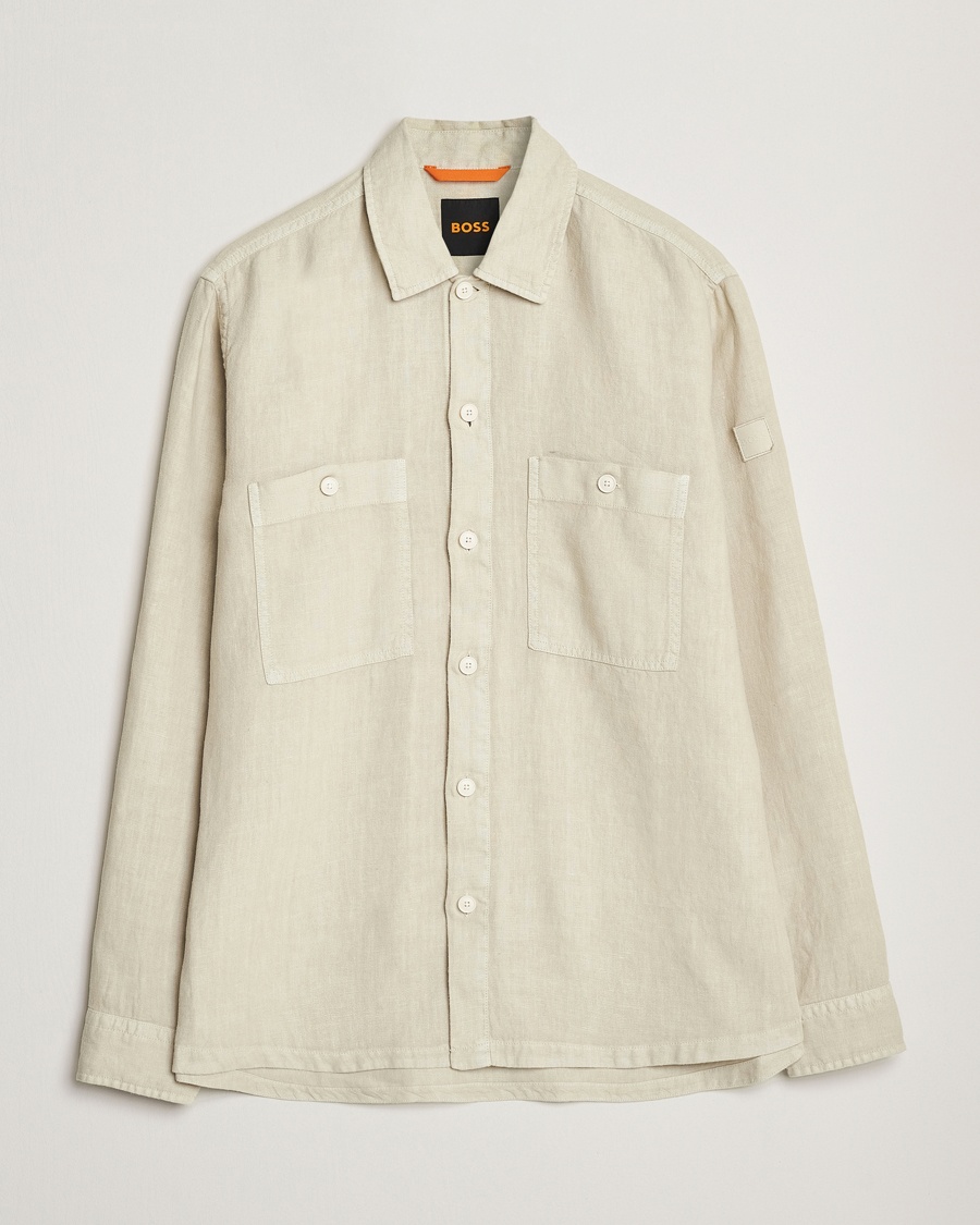 Herre | Klær | BOSS ORANGE | Locky Linen Overshirt Light Beige