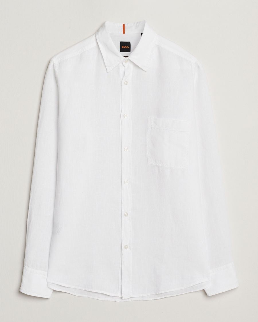 Herre | Klær | BOSS ORANGE | Relegant Linen Shirt White