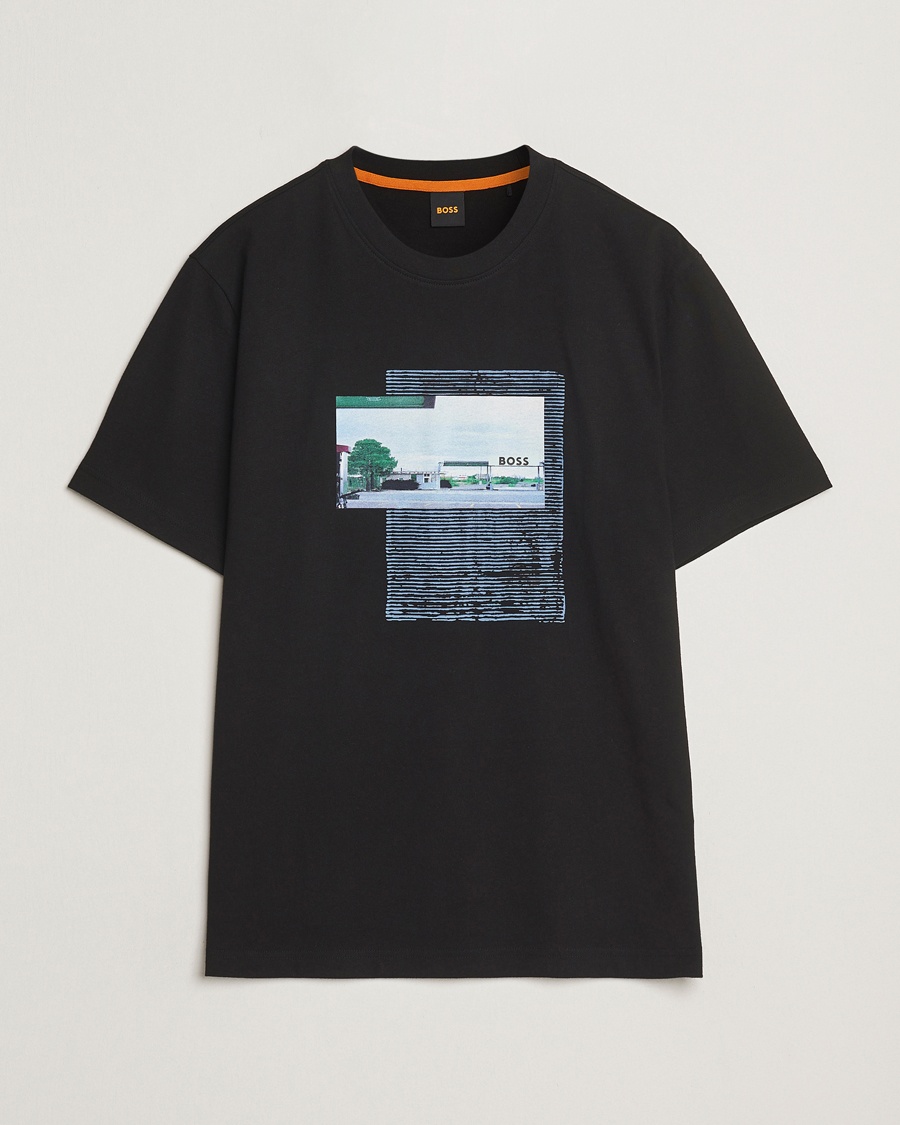 Herre | Klær | BOSS ORANGE | On The Way Printed Crew Neck T-Shirt Black