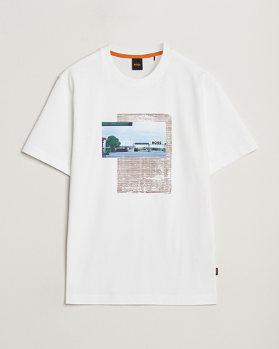Herre | Klær | BOSS ORANGE | On The Way Printed Crew Neck T-Shirt White