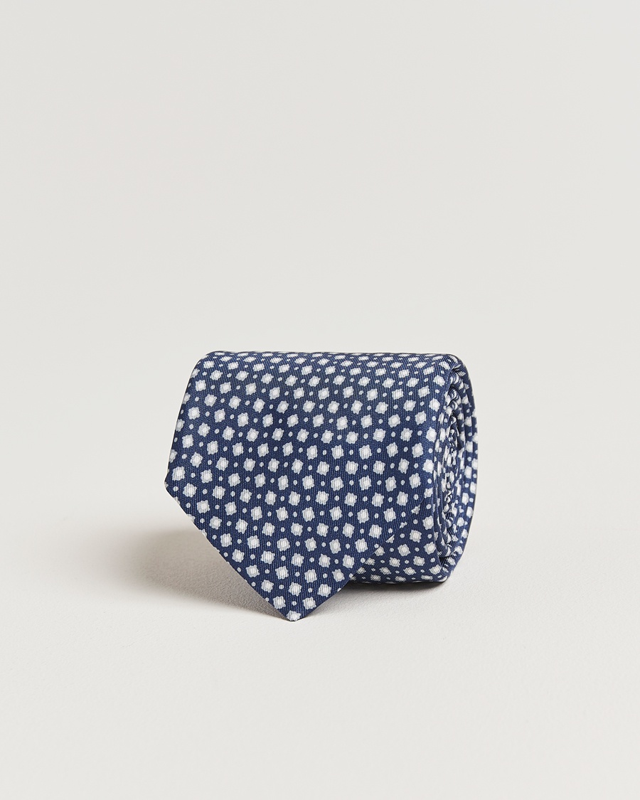 Herre | Slips | Stenströms | Printed Silk Tie 7,5cm Blue