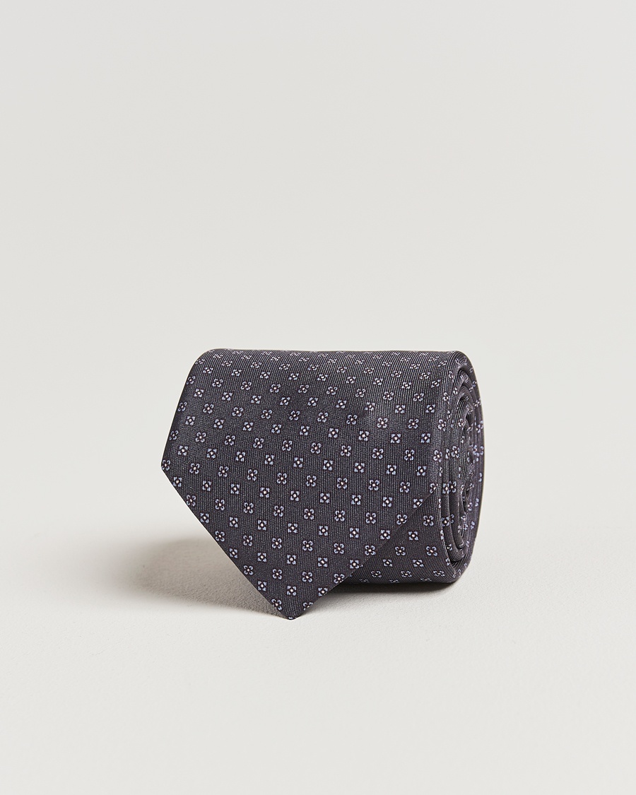 Stenströms Printed Silk Tie 7,5cm Grey – Grå