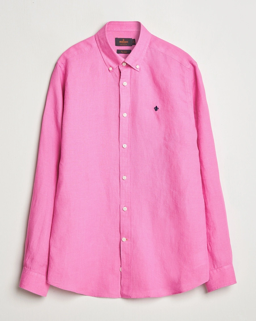 Herre | Linskjorter | Morris | Douglas Linen Button Down Shirt Cerise