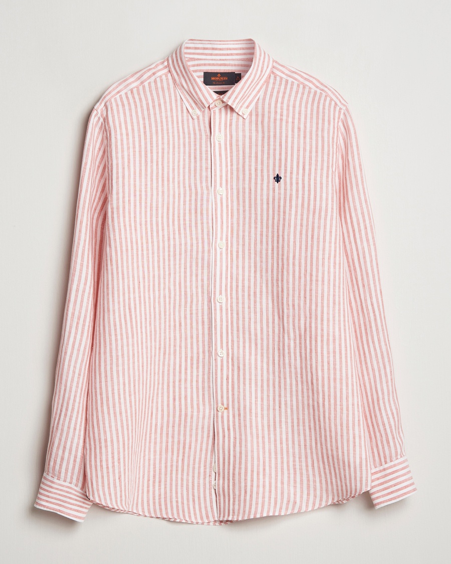 Herre | Morris | Morris | Douglas Striped Linen Shirt Orange