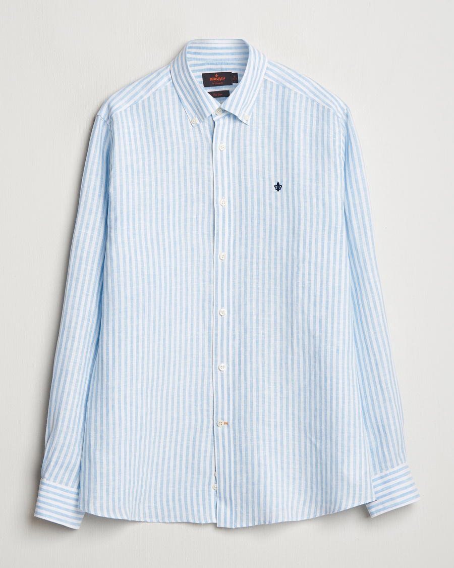 Herre | Linskjorter | Morris | Douglas Striped Linen Shirt Light Blue