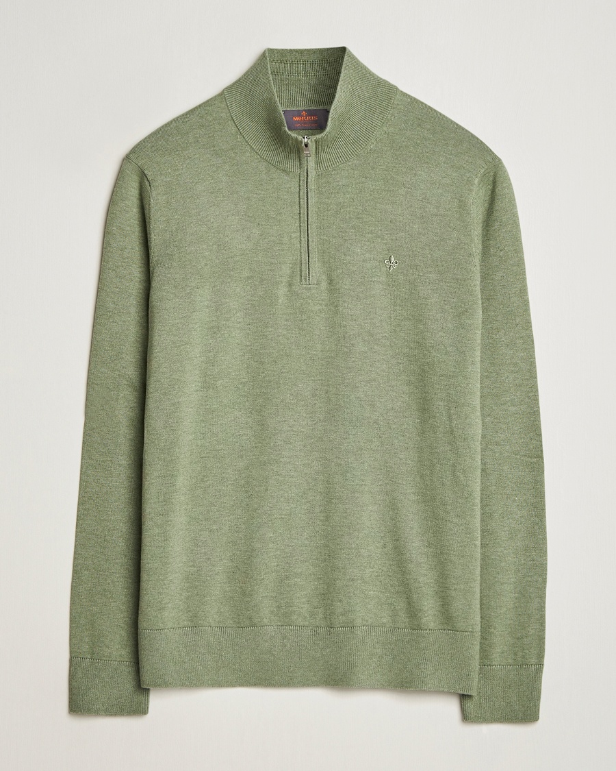 Herre | Gensere | Morris | Riley Cotton Half Zip Olive