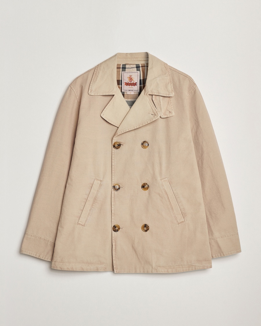 Herre | | Baracuta | Garment Dyed Canvas Peacoat British Khaki