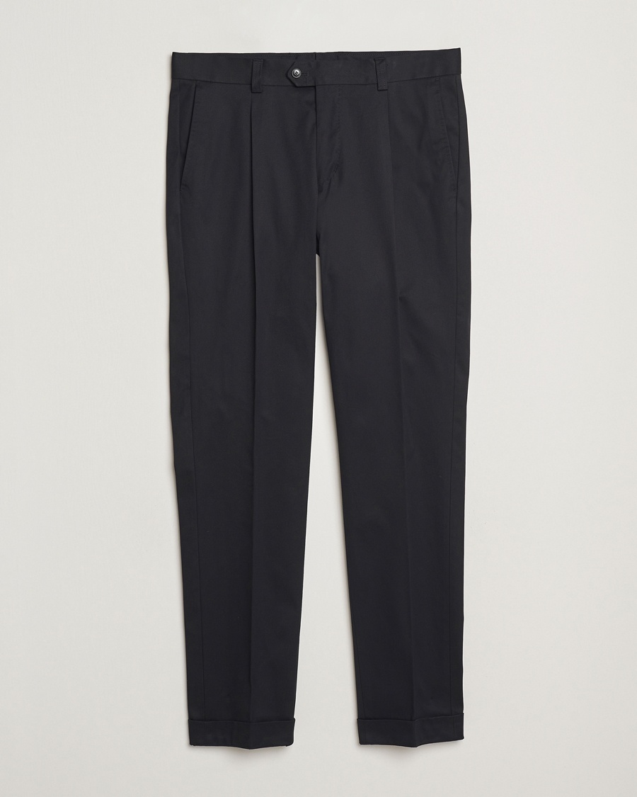 Herre | Jakke og bukse | Tiger of Sweden | Tenuta Pleated Cotton Trousers Black