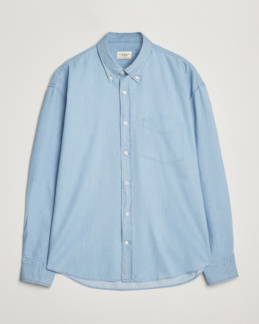 Herre | Jeansskjorter | GANT 240 Mulberry Street | Oversized Lux Indigo Shirt Light Blue