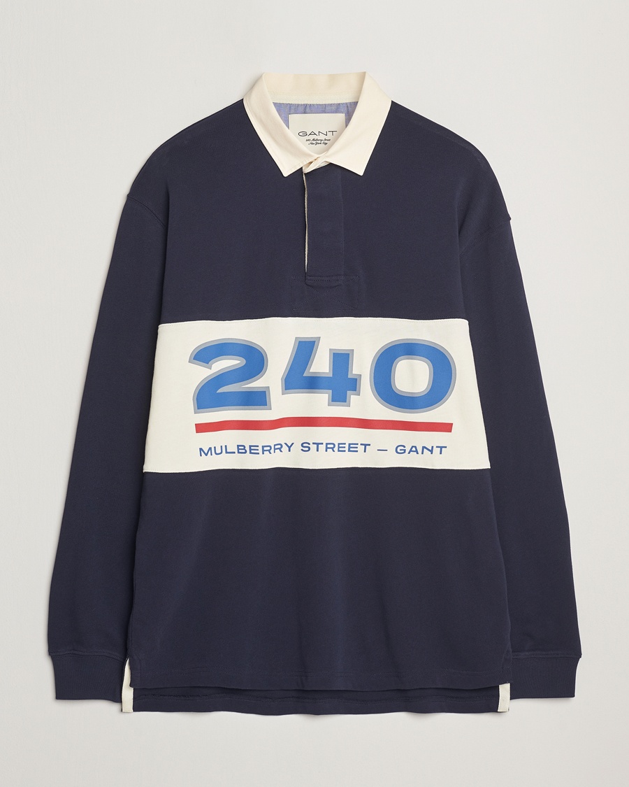 Herre | Rugbygensere | GANT 240 Mulberry Street | Graphic Block Heavy Rugger Evening Blue