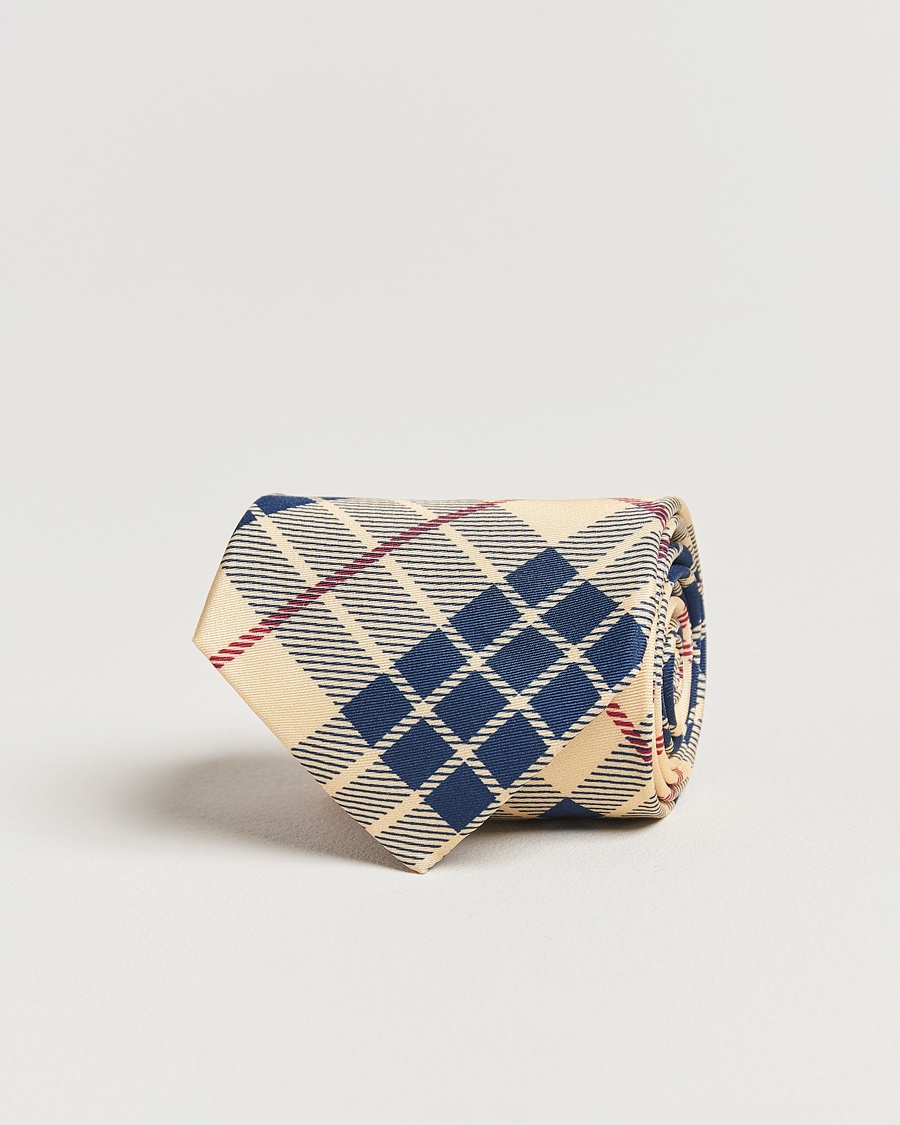 Herre | Slips | GANT 240 Mulberry Street | Printed Check Silk Tie Dusty Light Yellow