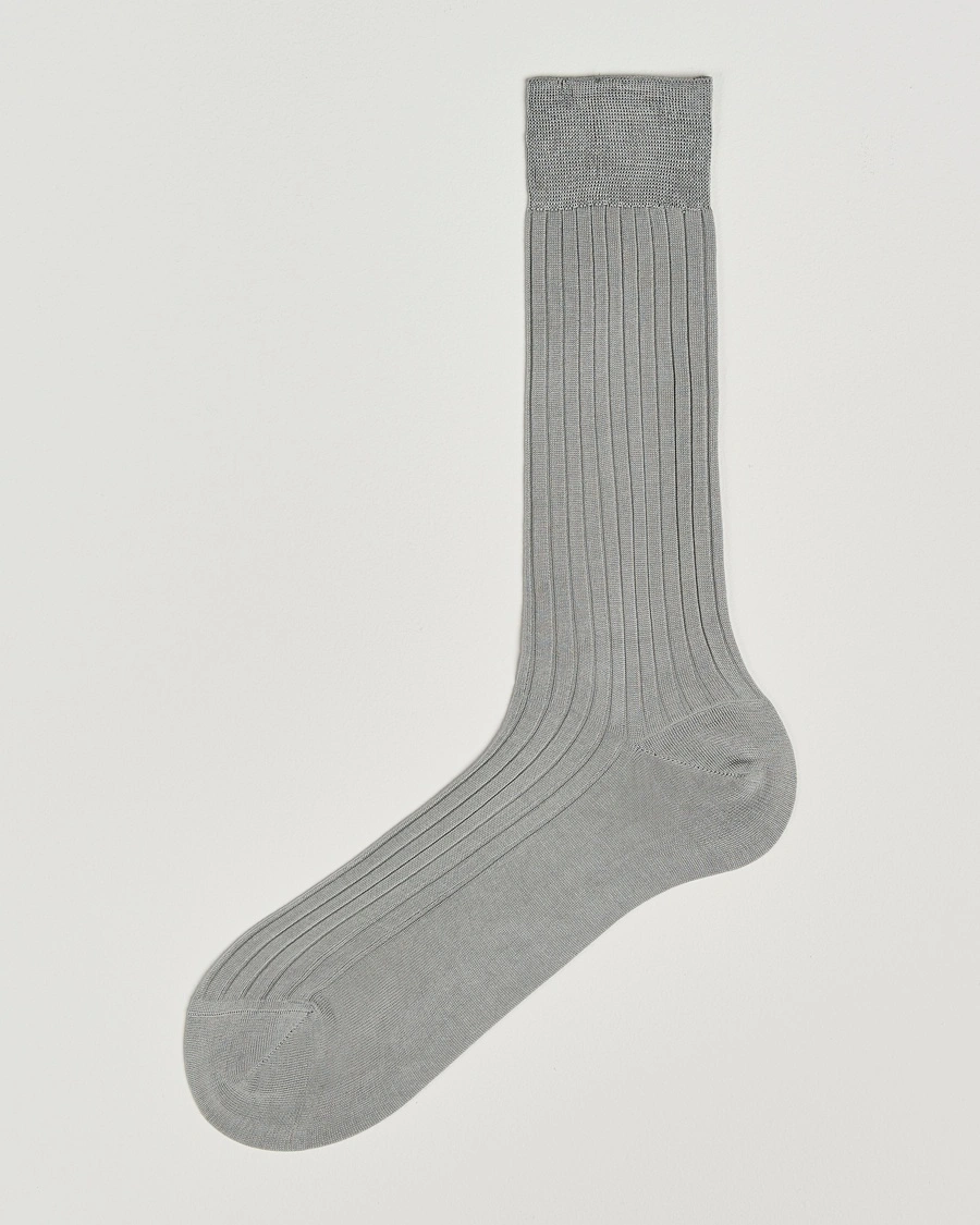 Herre | Sokker | Bresciani | Cotton Ribbed Short Socks Light Grey Melange
