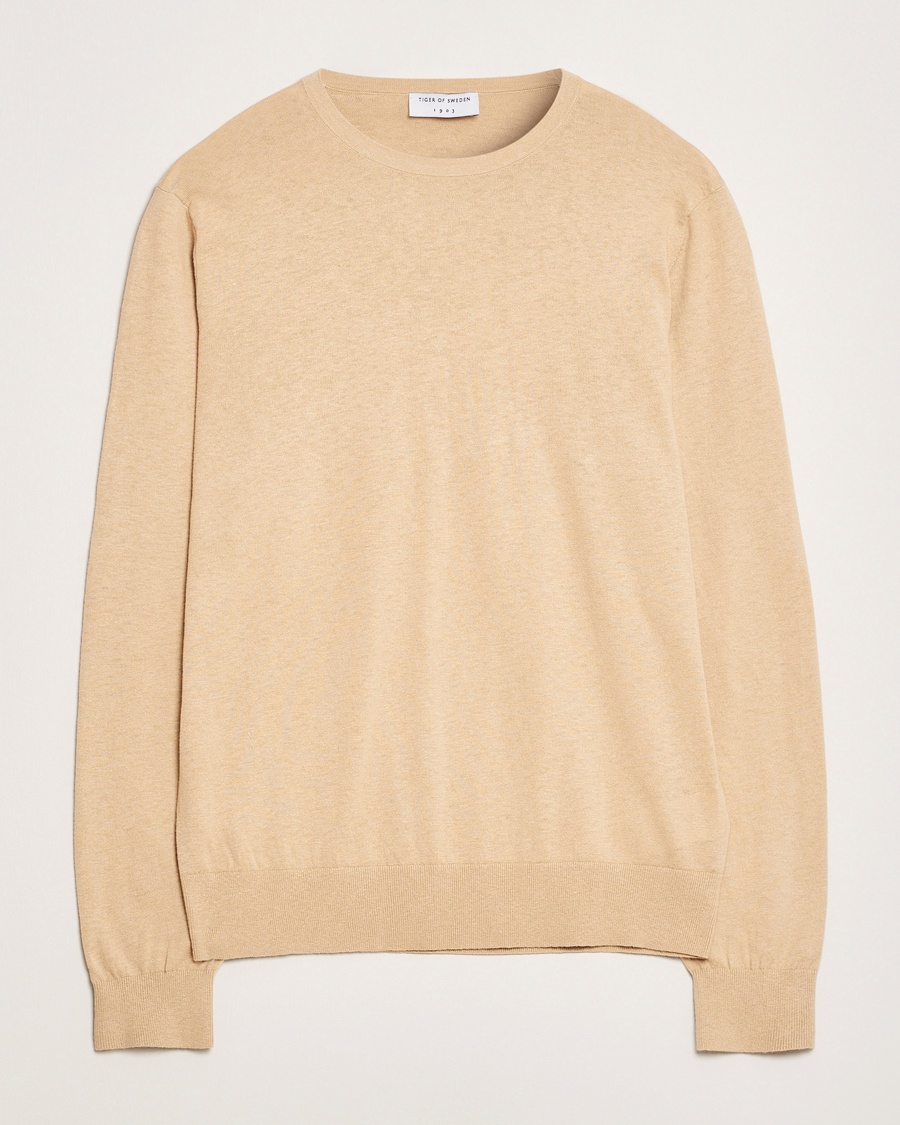Herre | Strikkede gensere | Tiger of Sweden | Connor Linen/Cotton Sweater Practical Beige