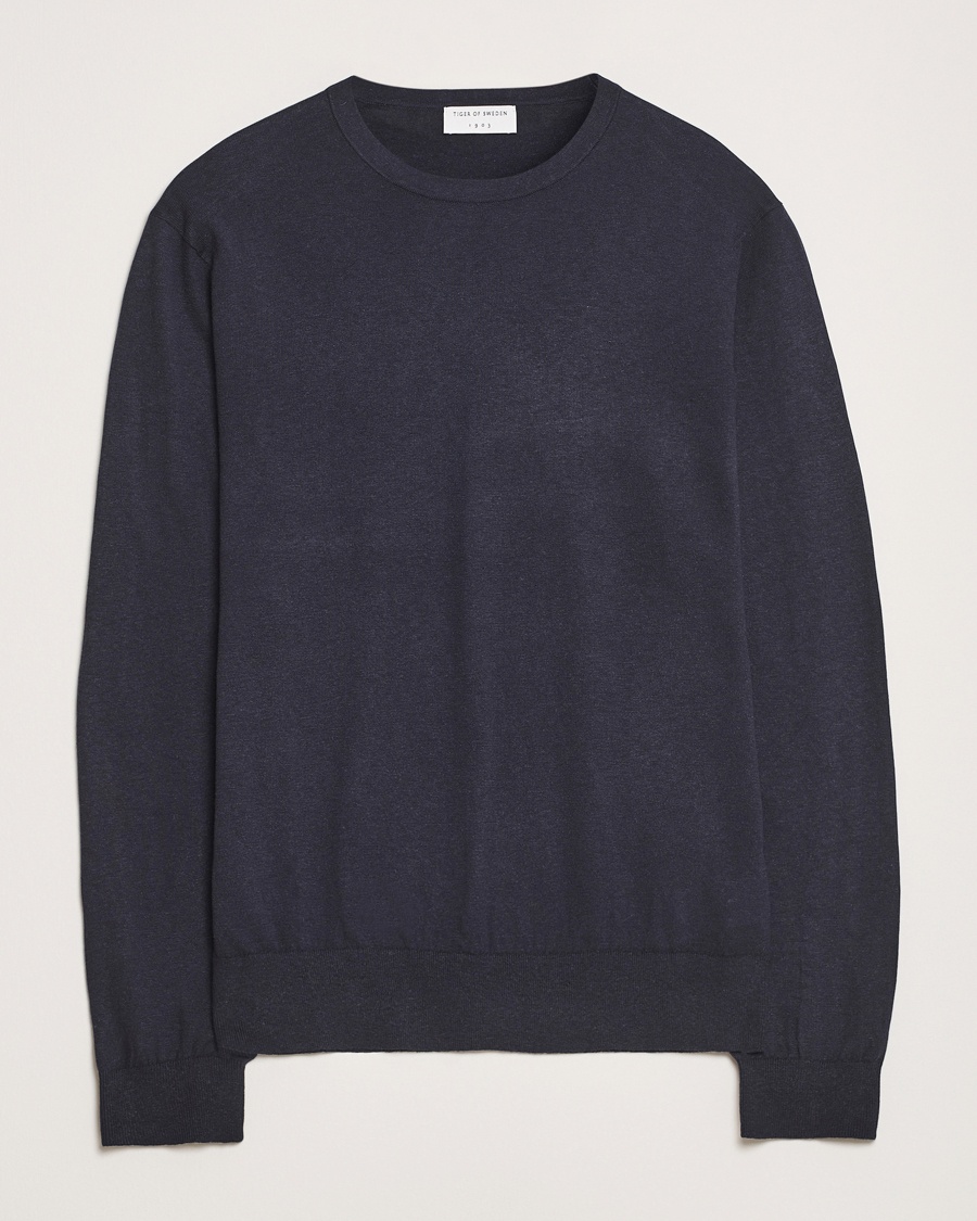 Herre | Strikkede gensere | Tiger of Sweden | Connor Linen/Cotton Sweater Light Ink