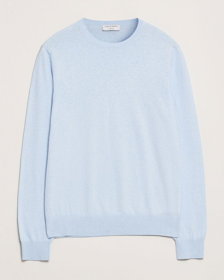 Herre | Strikkede gensere | Tiger of Sweden | Connor Linen/Cotton Sweater Light Blue