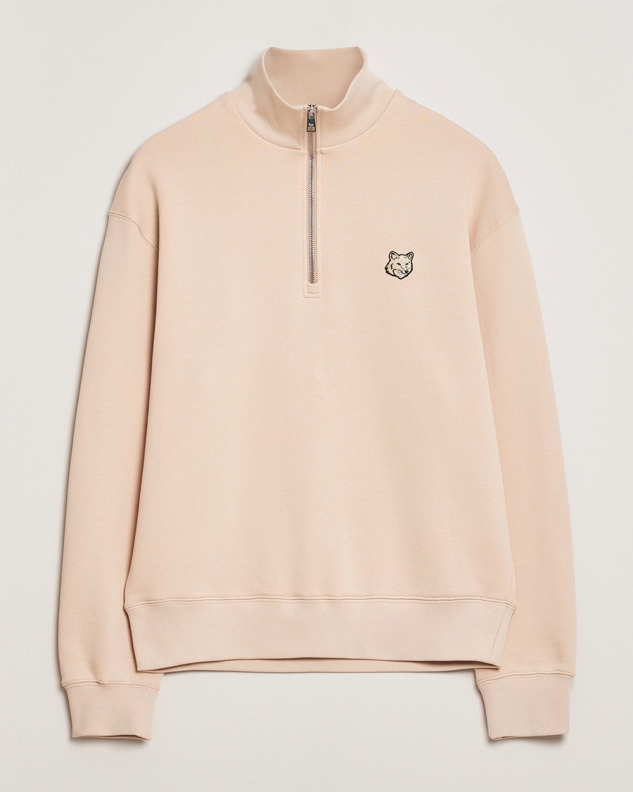 Herre | Klær | Maison Kitsuné | Tonal Fox Head Half Zip Sweatshirt Smoke Beige