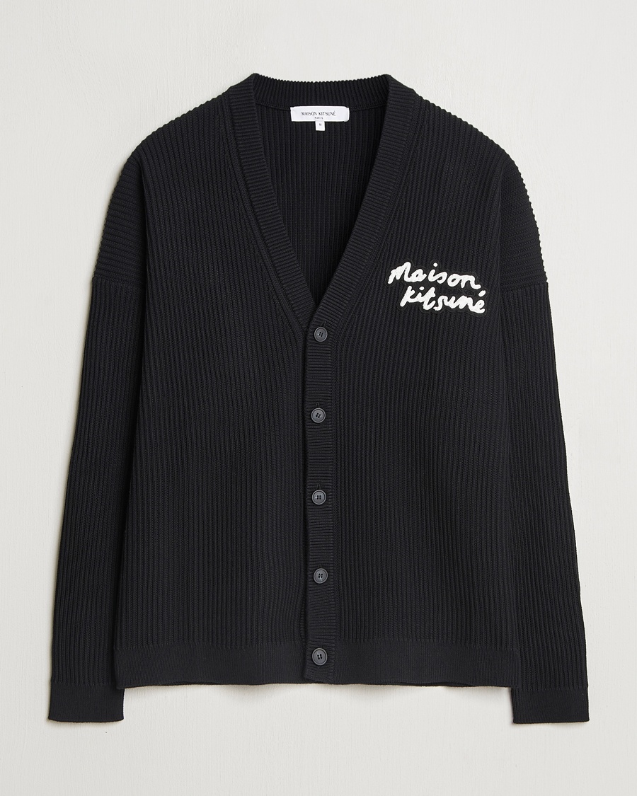 Herre | Klær | Maison Kitsuné | Handwriting Rib Knitted Cardigan Black