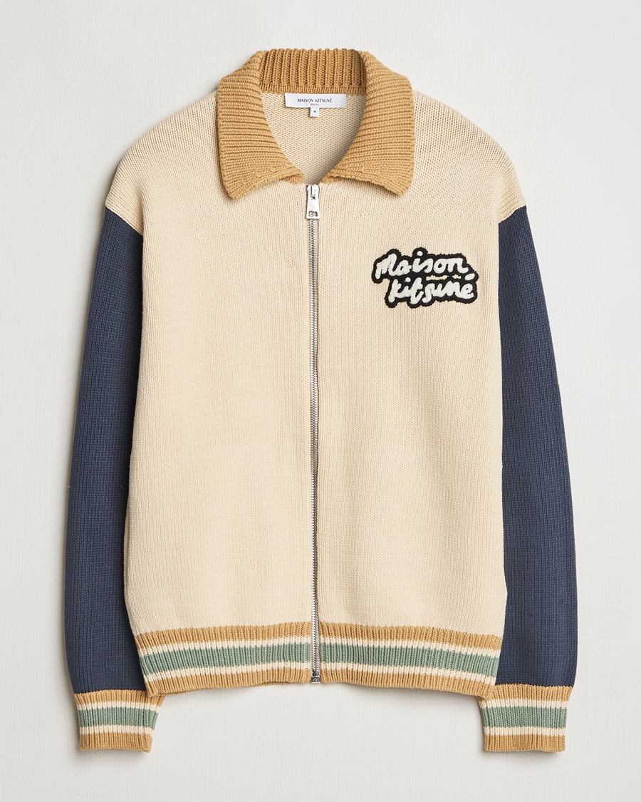 Herre | Klær | Maison Kitsuné | Knitted College Varsity Jacket Rich Vanilla