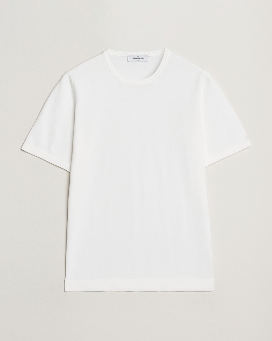 Herre | | Gran Sasso | Cotton Knitted Crew Neck T-Shirt White