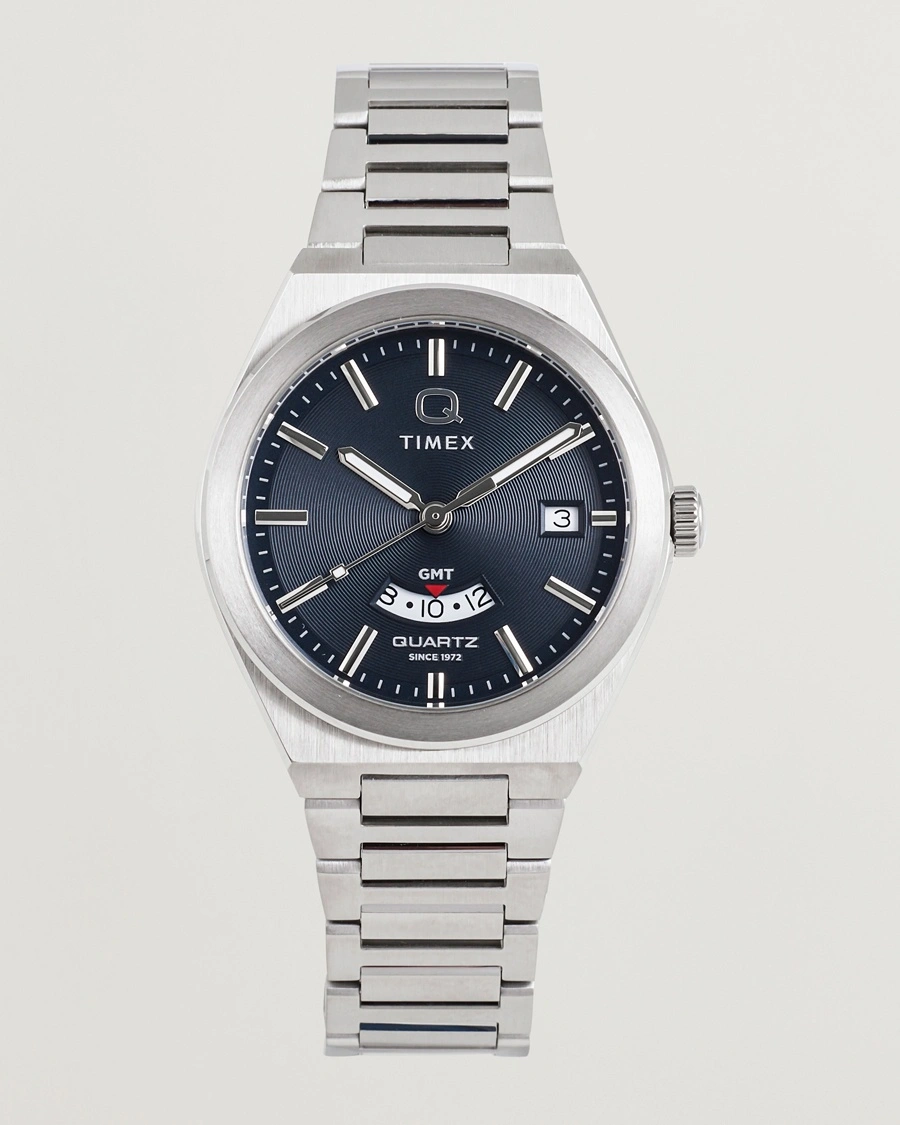 Herre | Lenke i rustfritt stål | Timex | Q Continental GMT Stainless Steel 39mm Black Dial