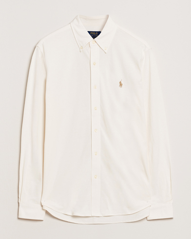 Polo Ralph Lauren Featherweight Mesh Shirt Pale Cream – Hvit